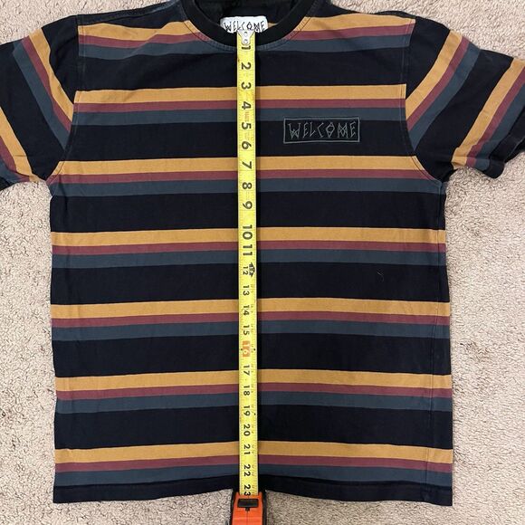 Welcome Skateboards Striped T-Shirt Men’s M Multi-Color Embroidered Streetwear - Picture 5 of 6